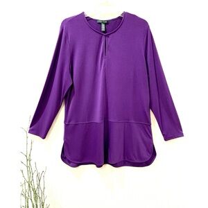 LRL LONG JERSEY SEAMED TUNIC XL/1X REGENCY PURPLE L/S DOPAMINE LUXURY DESIGNER